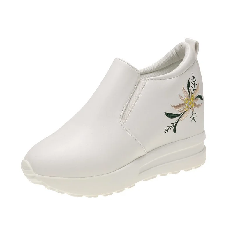 Tanguoant Tanguoant Spring And Autumn New Korean Version Of Fashion Cake Shoes Women Increase Pure Color Casual Small White Shoes Wedge Women's Shoes