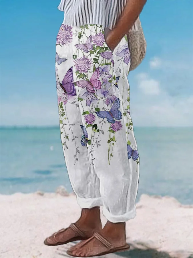 Women's Floral Butterfly Print Lounge Pants