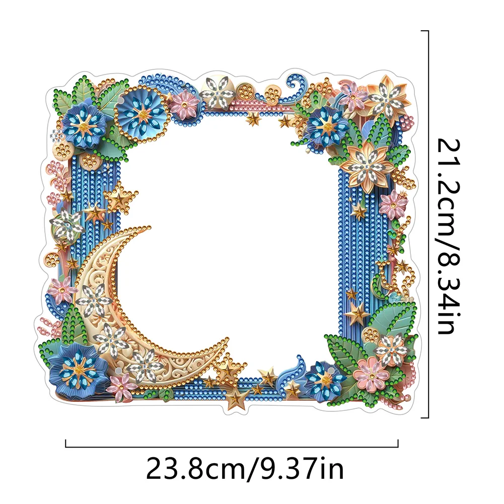 DIY Flower Moon Special Shape Diamond Painting Picture Frame for Home Office