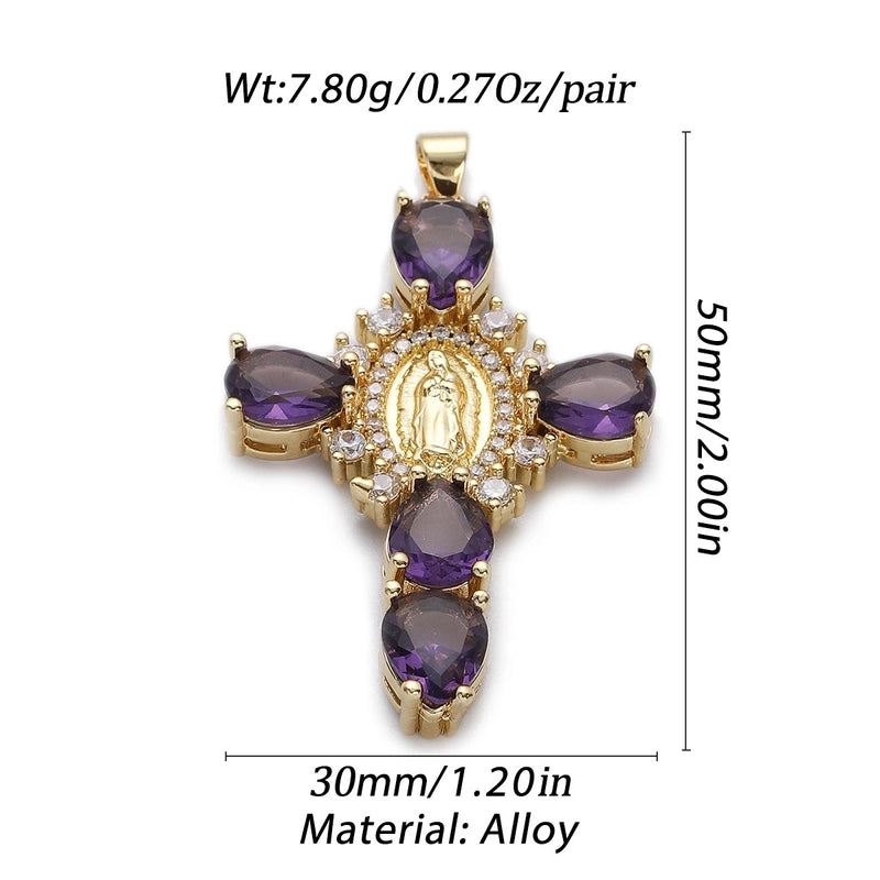 1 Piece Copper Zircon Cross Pendant