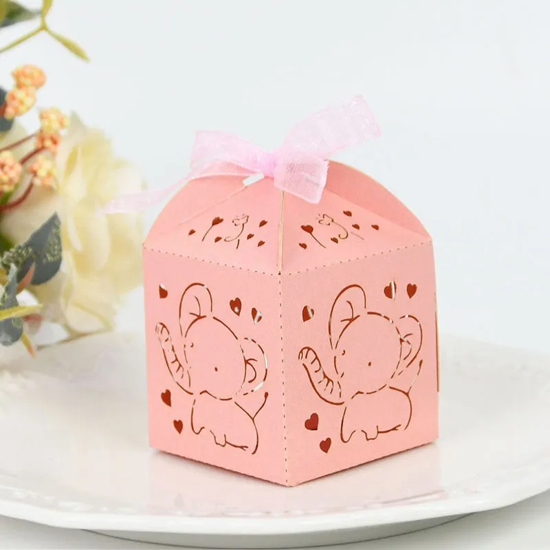 10/20pcs Elephant Gift Box Laser Cut Paper Candy Chocolate Boxes Boy Girl Baby Shower Decoration Wedding Birthday Party Supplies