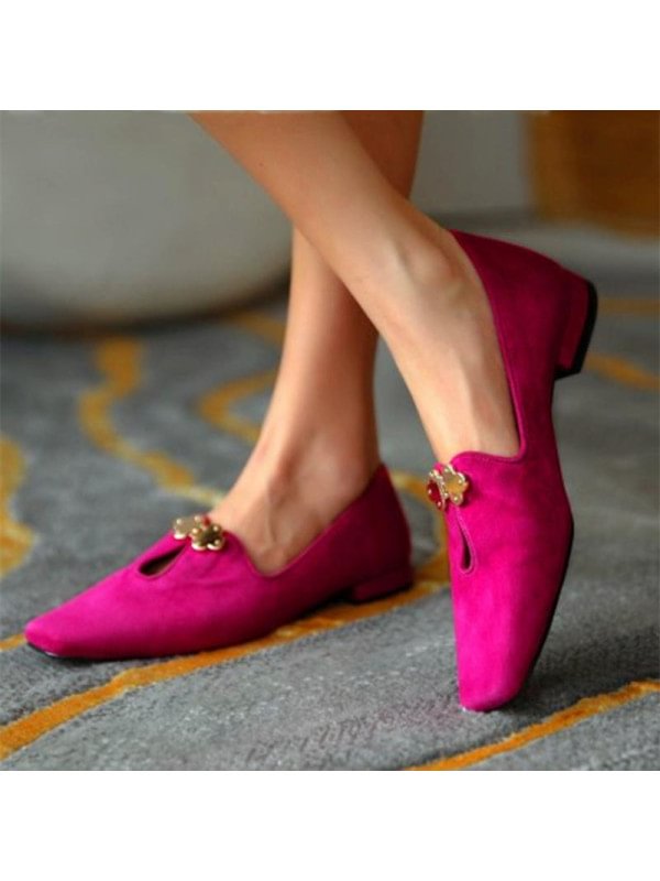 Ladies' Fashionable Square Toe Suede Cutout Loafers