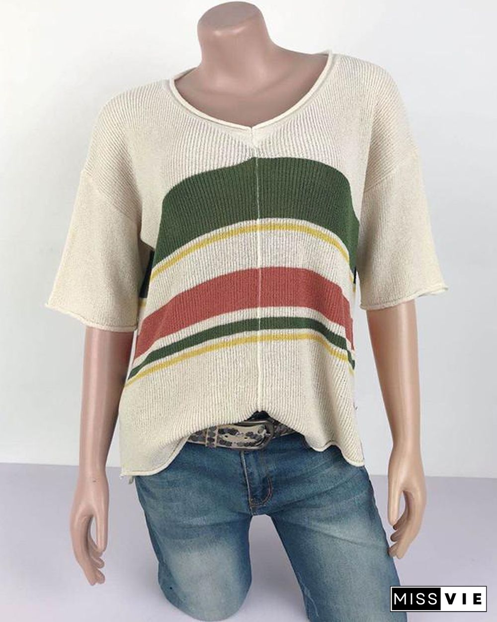 Flodress Striped Knitting Flimsy Top