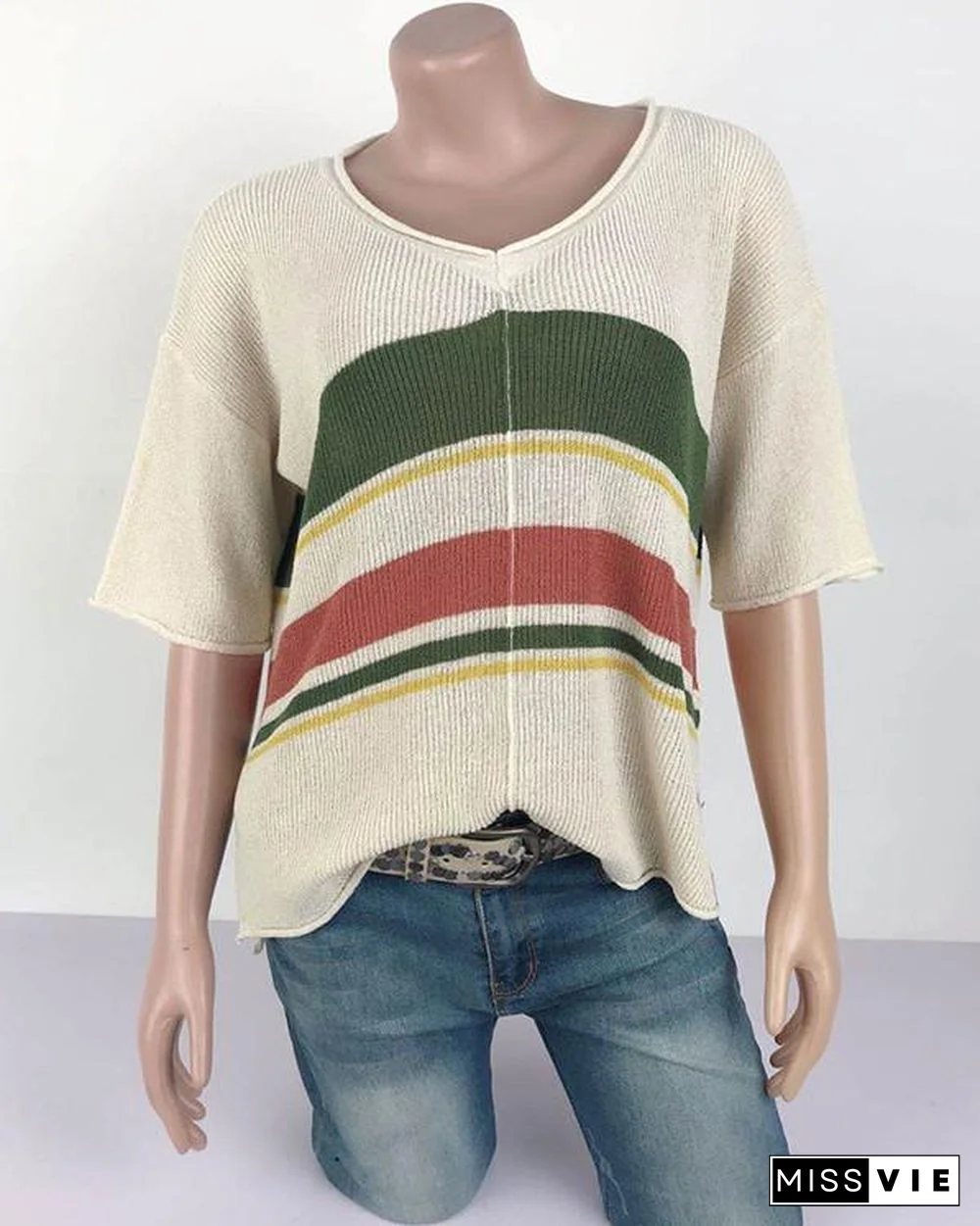 Flodress Striped Knitting Flimsy Top