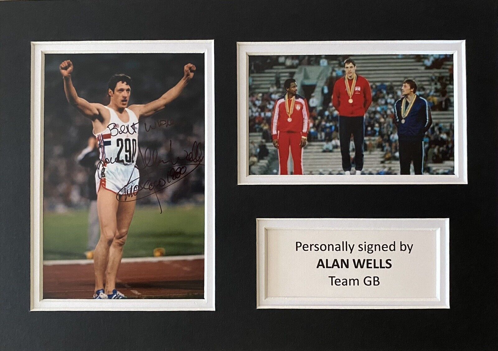 Alan Wells Hand Signed Photo Poster painting In A4 Mount Display - Olympics - Team GB 2