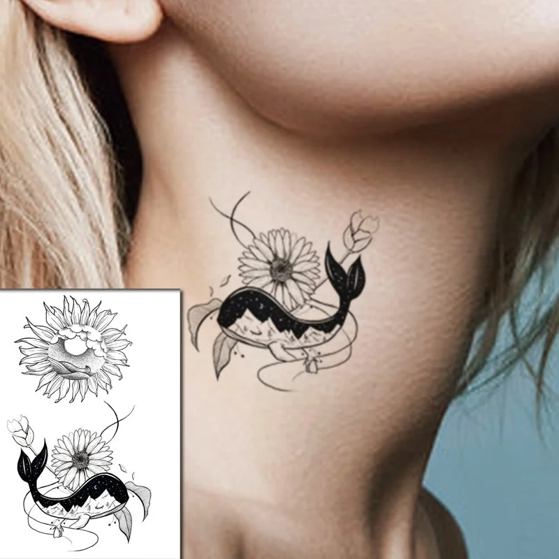 Sketch Rose Flowers Waterproof Temporary Tattoo Sticker Hand Lines Design Fake Tattoos Flash Tatoos Arm Chest Body Art for Women