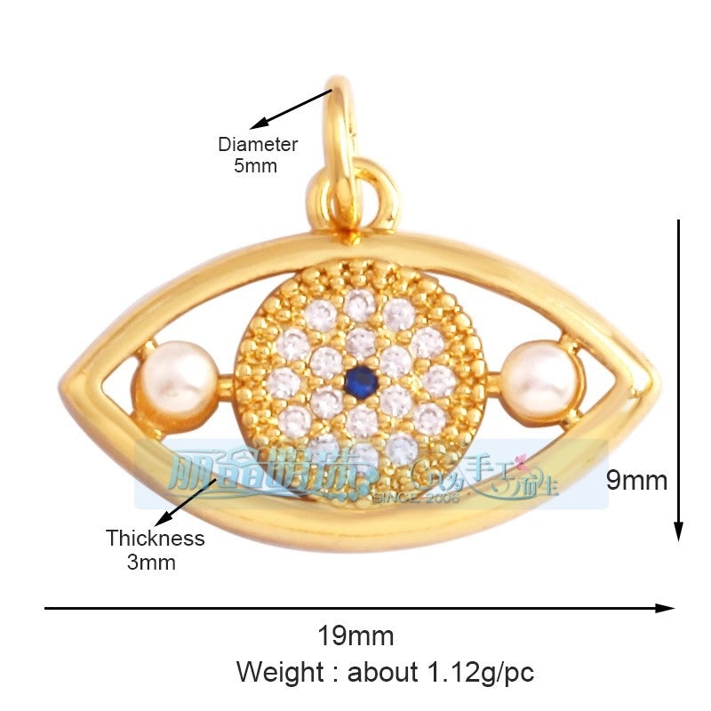 1 Piece Copper Zircon Devil’s Eye Pendant Jewelry Accessories