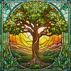 Glass Painting-Tree Of Life - 14CT Stamped Cross Stitch 40*40cm/15.75*15.75in