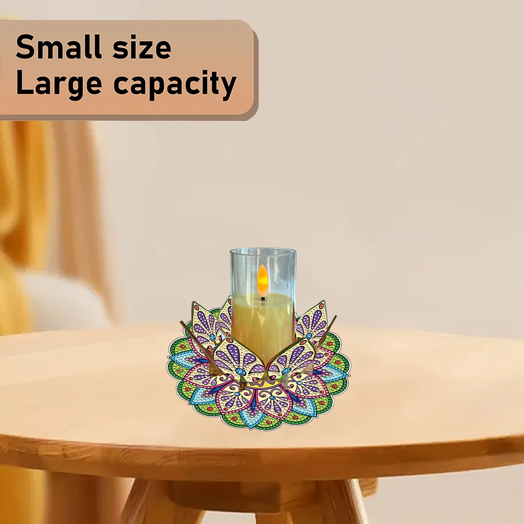 Mandala Lotus-M Acrylic DIY Diamond Painting Candle Holders Without Candles Crystal Painting Tealight Candle Stand Table Centerpiece for Adults Beginners Home Party Decor