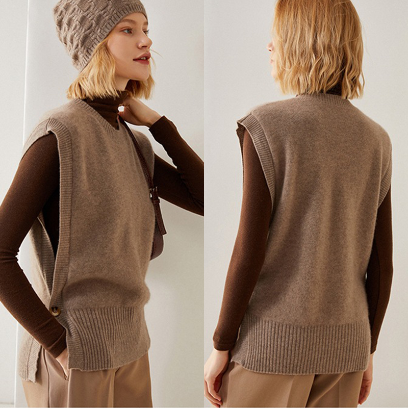 Women's Cashmere Sweater Vest Real Silk Life