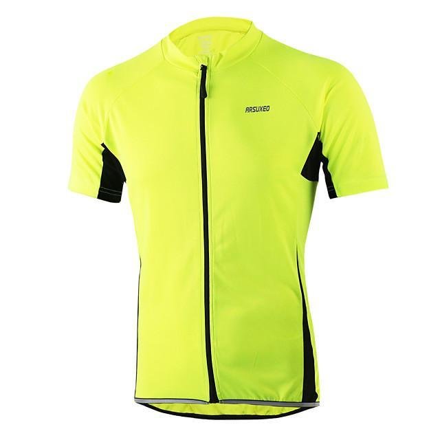 Men's Short Sleeve Cycling Jersey Summer Polyester Light Yellow Dark Gray Orange Solid Color Bike Jersey Top Mountain Bike MTB Road Bike Cycling Breathable Quick Dry Anatomic Design Sports - VSMEE