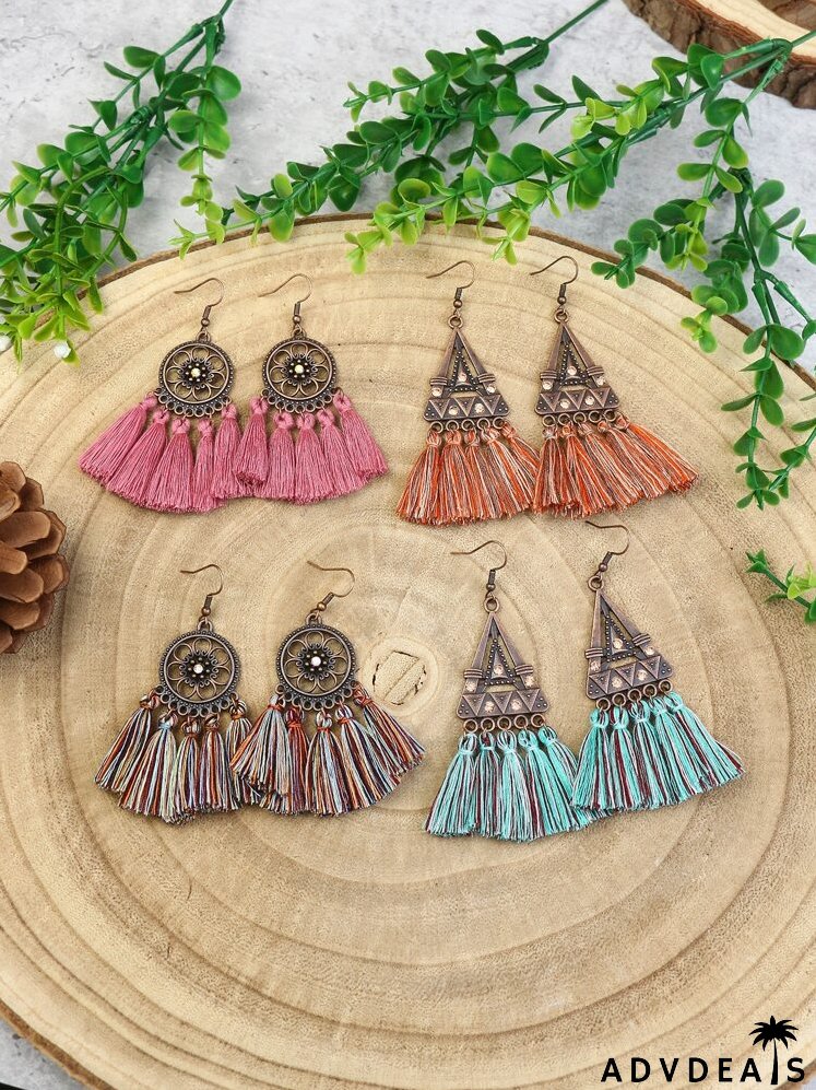 4pairs Tassel Drop Earrings