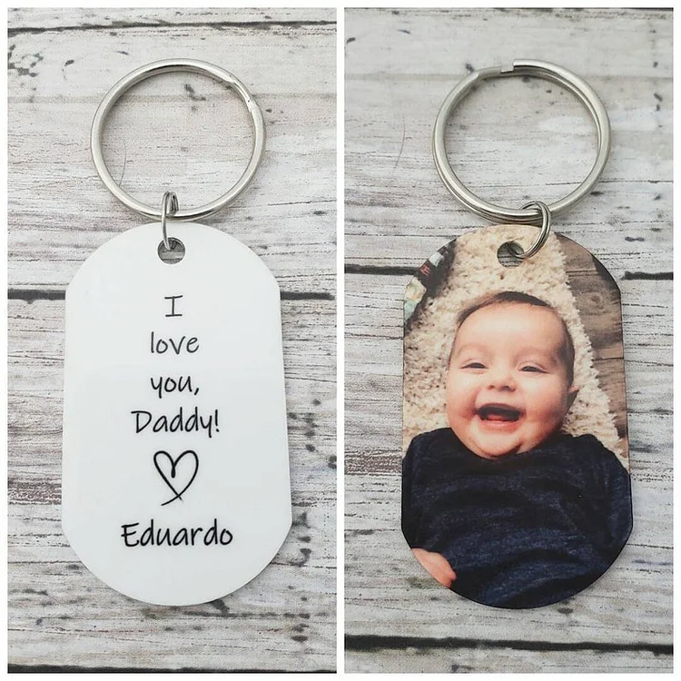 Personalized Photo Keychain Gift for Father "I Love You Daddy"