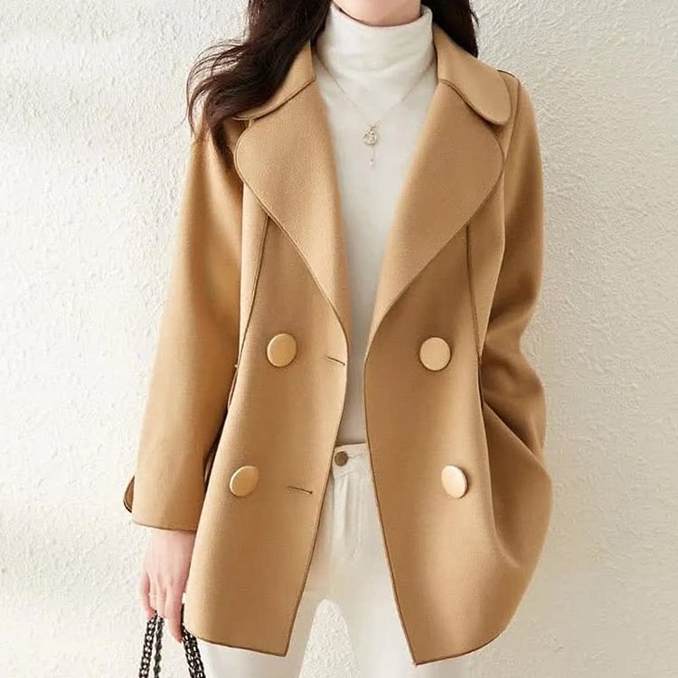 Khaki Buttoned Long Sleeve Outerwear QueenFunky