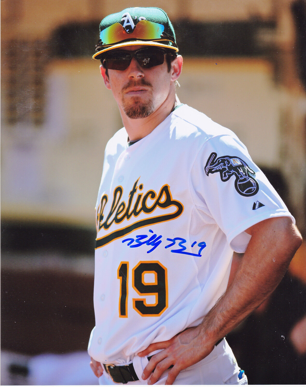 BILLY BURNS OAKLAND A'S ACTION SIGNED 8x10