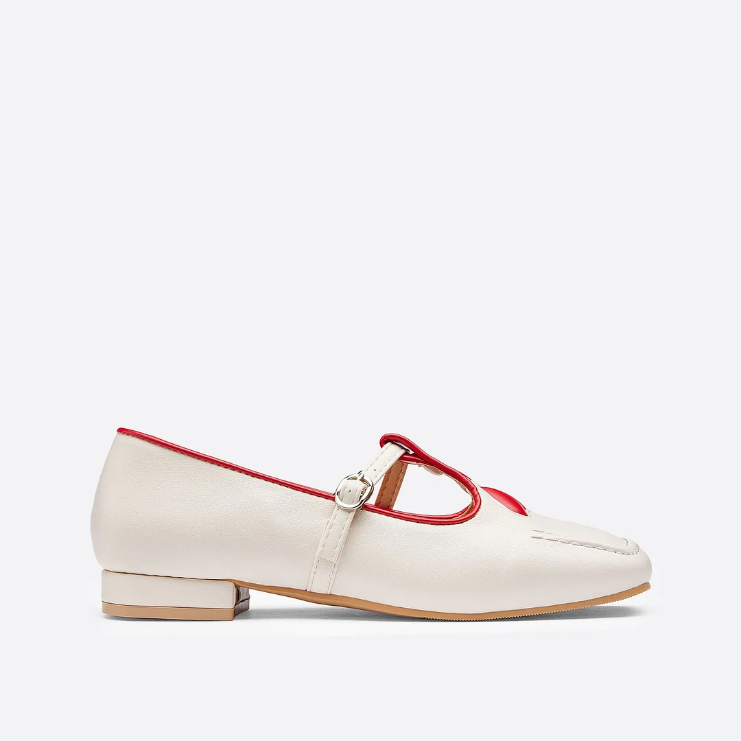 Retro Heart Color Matching Mary Janes