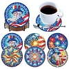 (US Only)6pcs US Flag DIY Diamond Painting Coasters Kits with Holder for Adult Beginner