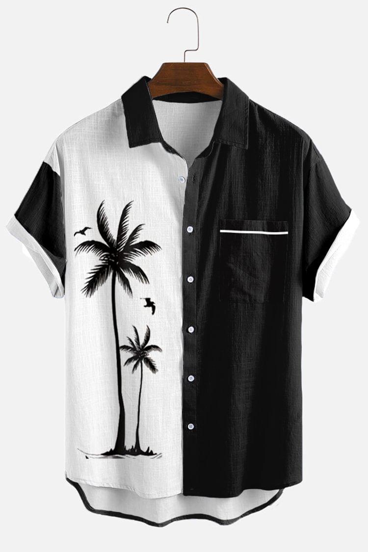 Black And White Palm Tree Short Sleeve Shirt