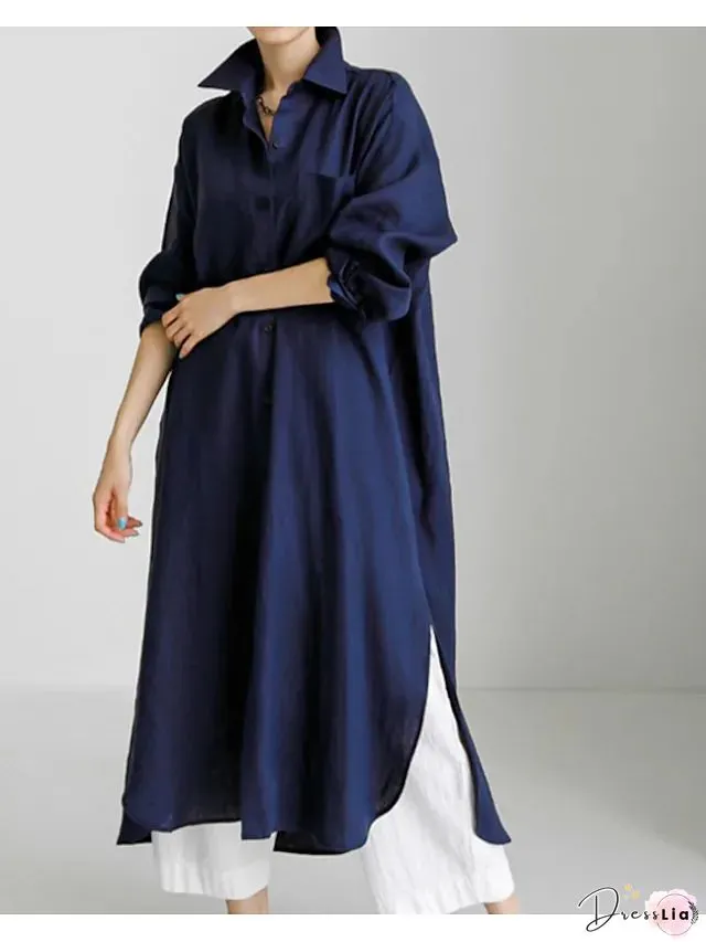 Cotton and linen long skirt A-line maxi dress