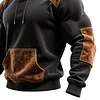 Men's Black Brown Suede Elbow Patches Hoodie by Inlyline