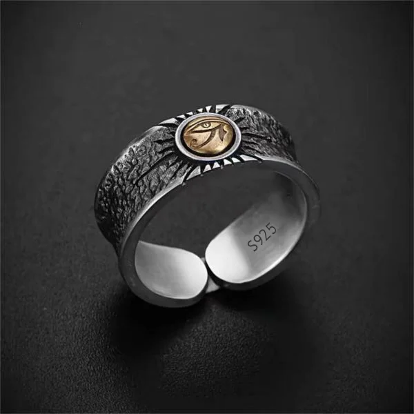 Sterling Silver Det Gamle Egyptiske Ikonet Evil Eye Ring