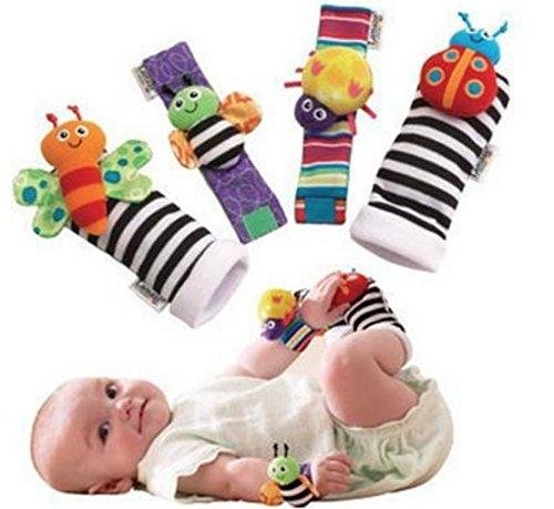 4PCS Cute Animal Soft Baby Wrist Rattles And Foot Finders