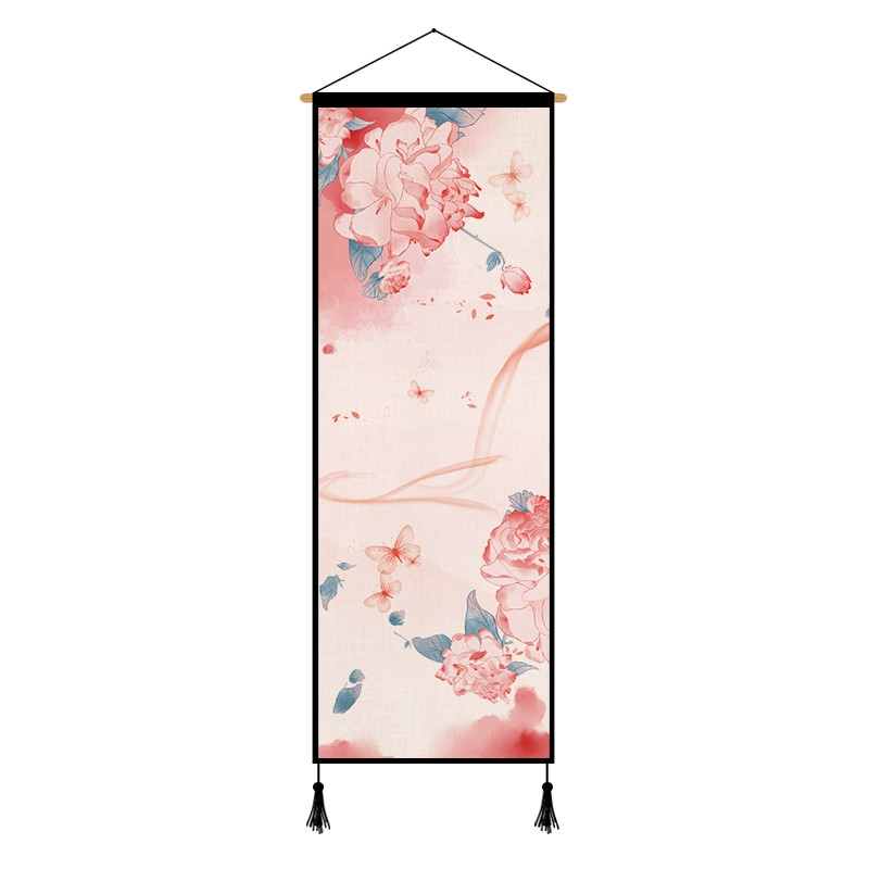 Cotton Tshirt Chinese Style Peach Blossom Scroll Painting Posters Home Office Decor Canvas Art Painting Wall Pictures for Living Room t -shirt Tee