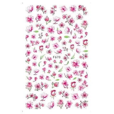 3D Flowers Charms Nail Art Decoration Stickers Geometry Leaf Floral Decorations Nail Design Gel Polish Summer Decals Wraps-Nail Inspo