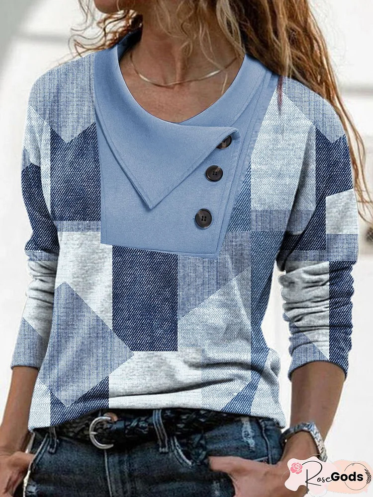 Asymmetrical Geometric Casual Tops