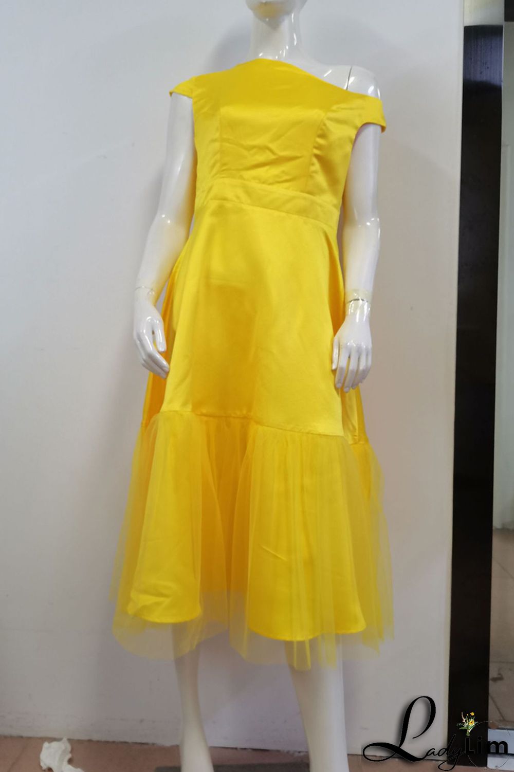Fluorescent Yellow Fashion Casual Solid Patchwork A Line Dresses