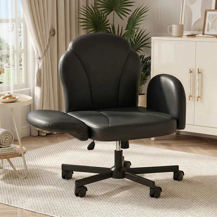 Bestier Ergonomic Office Chair, Criss Cross Swivel Computer Desk Chair with Adjustable Armrests, Vanity Chair
