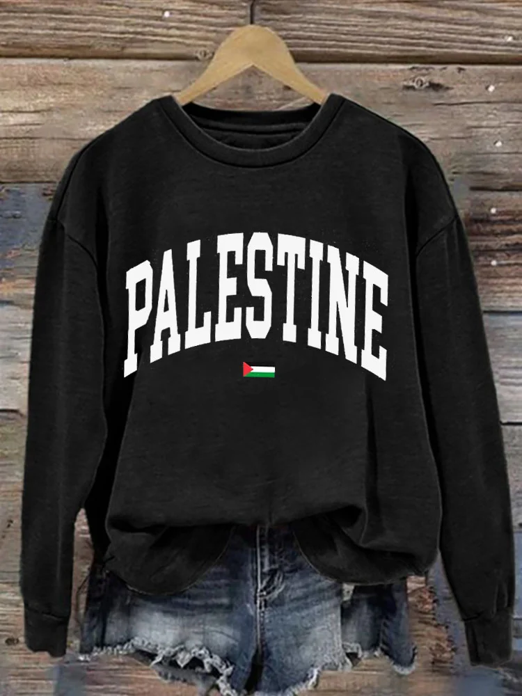 Women's Casual Free Palestine Print Sweatshirt