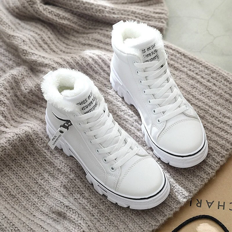 Winter Ladies Shoes 2021 New Lace Up Women Sneakers Snow Ankle Boots Waterproof Warm Platform Woman Footwear