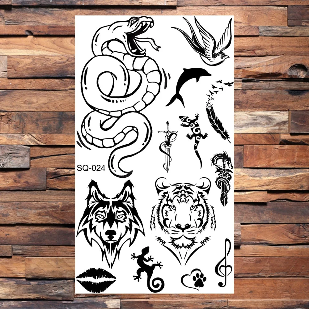 Black Butterfly Temporary Tattoos For Women Girls Realistic Eye Halloween Crown Fake Tattoo Sticker Sexy Body Arm Tatoos DIY