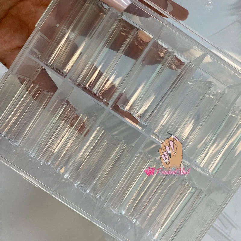Non C Curve XXL Square Coffin Long Acrylic Nail Tips False Nails Manicure Tip Salon Supply 100pcs/box-Nail Inspo