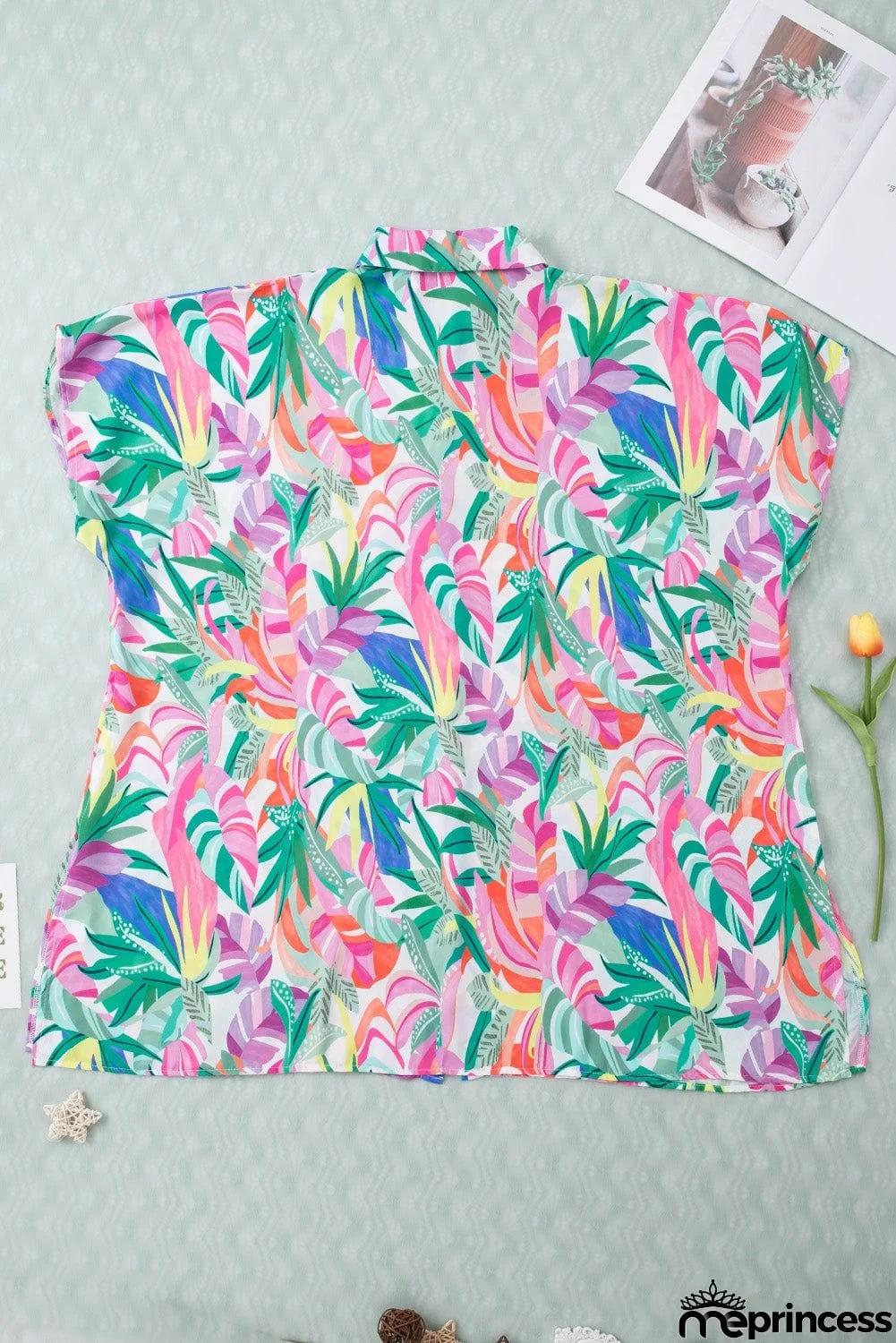 Multicolored Collared Neck Longline Cardigan