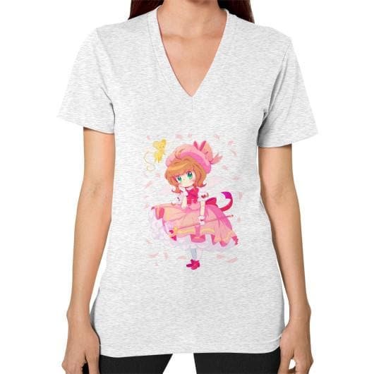 Wonderful Sakura V-Neck Woman Tee Shirt