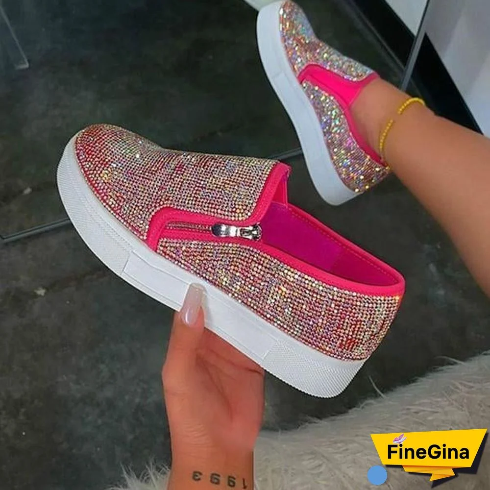 Sexy Zipper Round Toe Sneakers