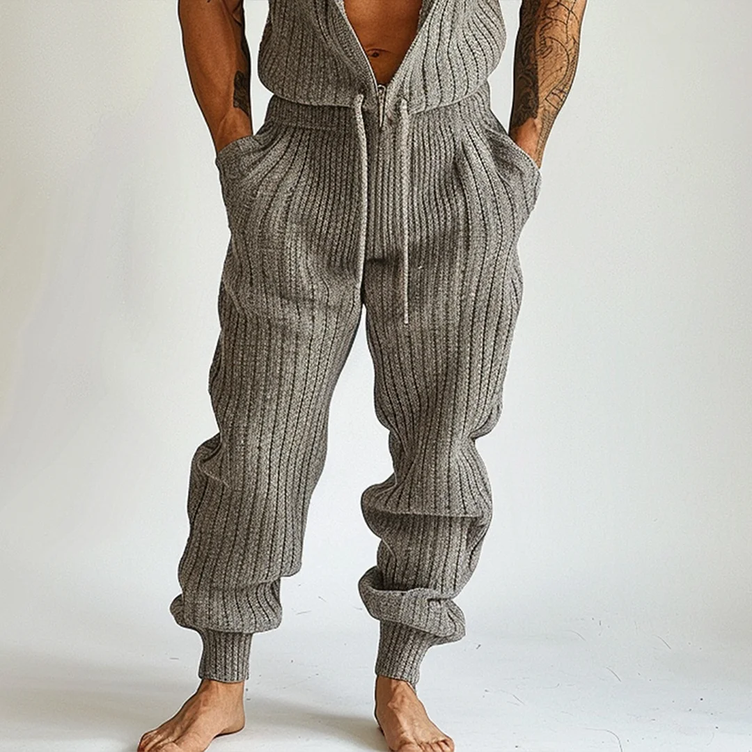 Retro Solid Color Casual Knitted Suit-inspireuse