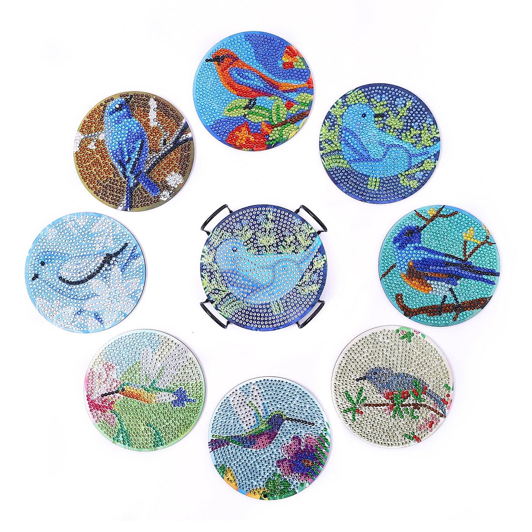 8 pcs set DIY Special Shaped Diamond Painting Coaster | Bird