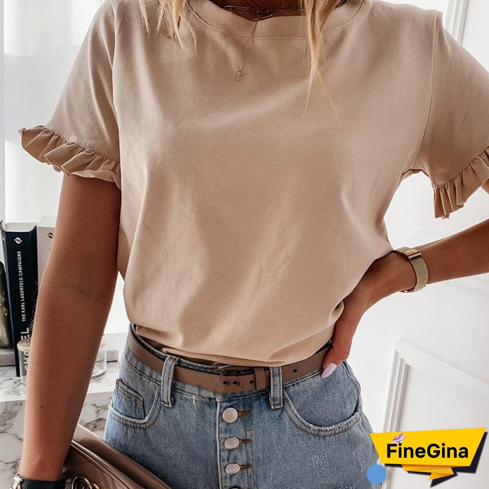 100% Cotton Women Printed Short Sleeve Round Neck Shirt Top Holiday Beach Summer Tops Cute Square Elegant Solid Slim Shirts