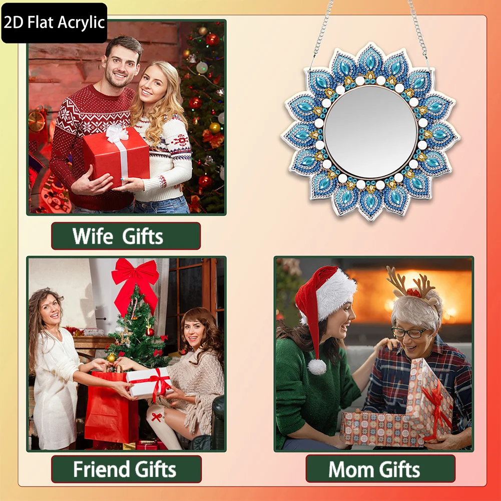 Mandala DIY Diamond Painting Mirror Kit Diamond Art Makeup Mirror for Beginners