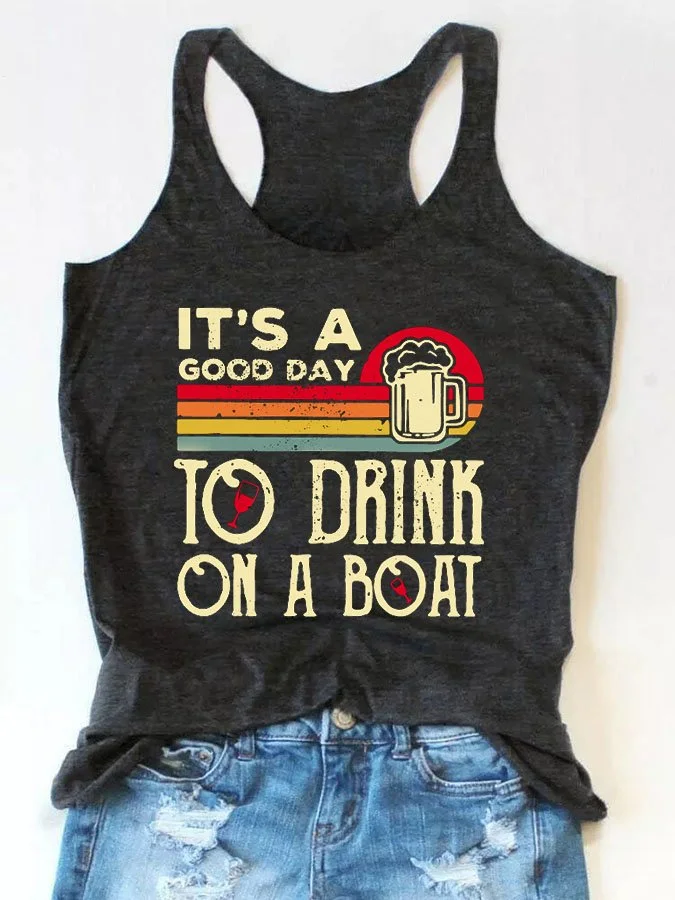 To Drink On A Boat Printed Tank Top socialshop