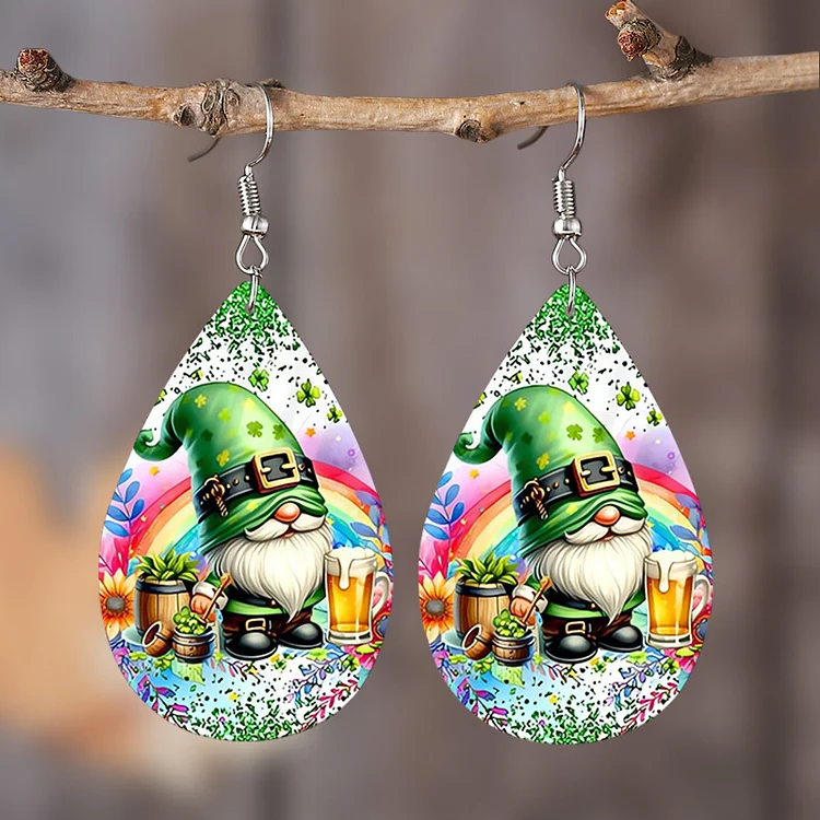 St. Patrick'S Day Classic Cute Dwarf Teardrop Earrings