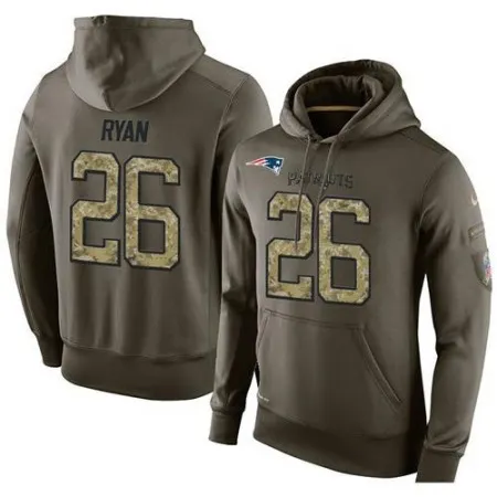 NFL Men's  New England Patriots #26 Logan Ryan Stitched Green Olive Salute To Service KO Performance Hoodie