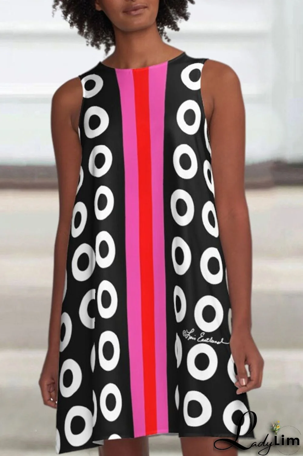 Pink Casual Print Patchwork O Neck A Line Dresses