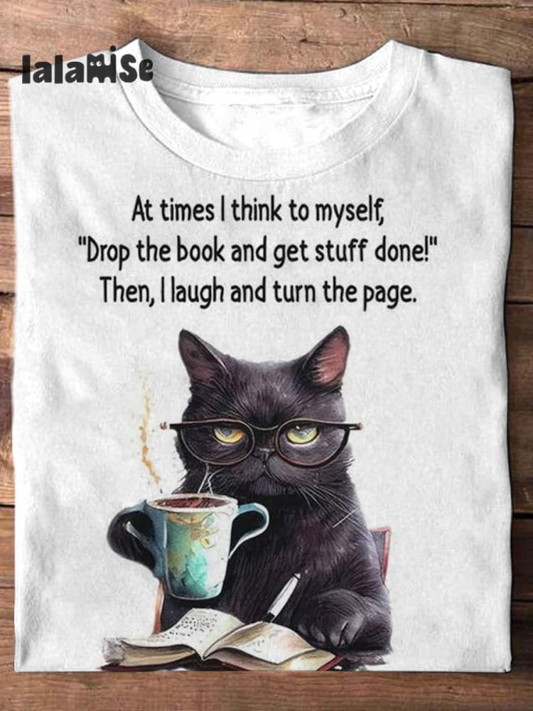 Unisex Funny Cat Text Graphic Print Casual Short Sleeve T - Shirt As Picture / S
