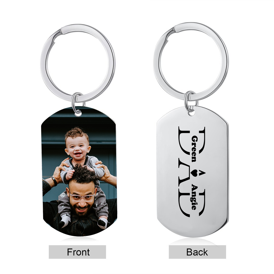 2 Names - Personalised Dad Keychain Custom Name & Photo Keychain Father's Day Gifts-Jessemade AU