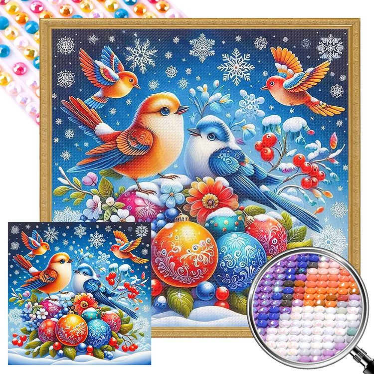 Birds On The Snow - AB Full Round Drill Diamond Painting - 40*40CM(Picture)