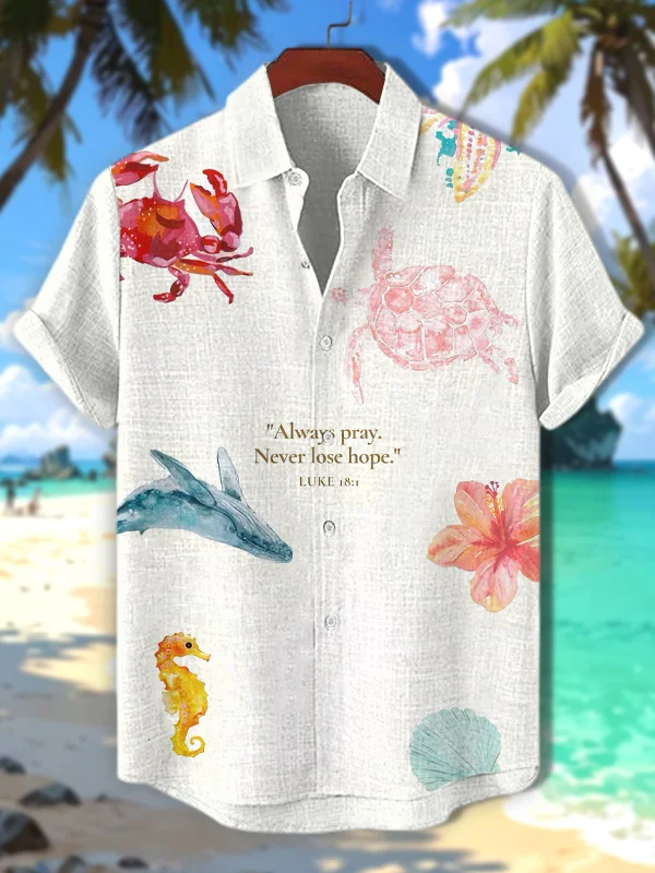 Men's Always Pray Never Lose Hope Vacation Art Print Casual Shirt